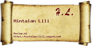 Hintalan Lili névjegykártya
